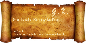 Gerlach Krisztofer névjegykártya
